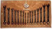 Ratcheting Wrench Set for Men: 16-Piece Metric & SAE - Black Chrome Vanadium - I