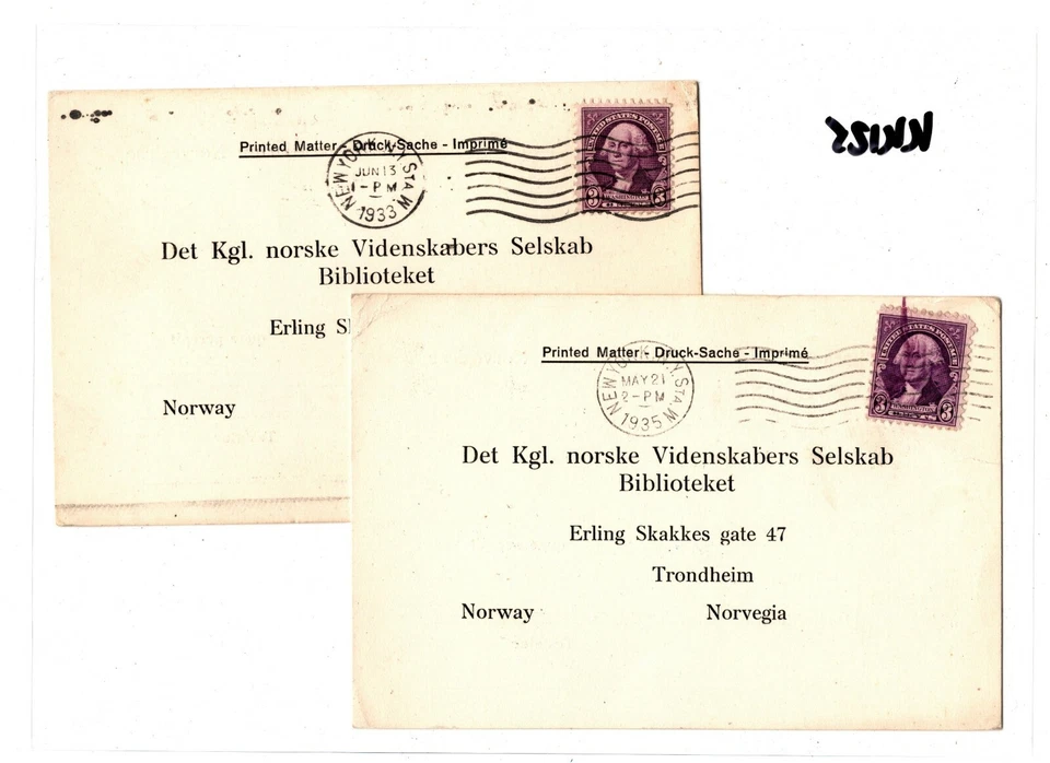 USA Matched Pair *NEW YORK ACADEMY OF SCIENCES* Cachet Cards{2} 1933-35 KK125 - Image 2 of 4