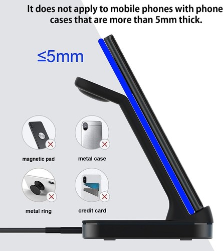 Boaraino Chargeur Sans Fil Compatible avec Samsung, Station Sans Fil 3 en 1 - Photo 4 sur 17
