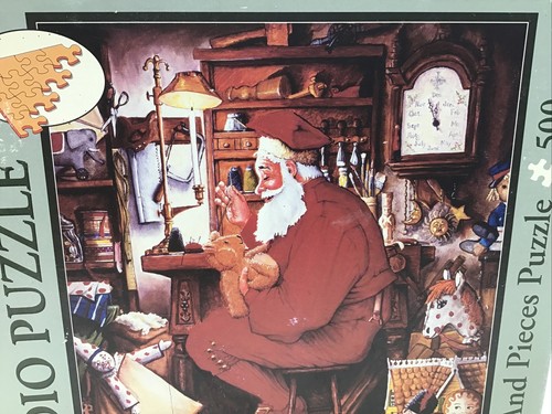 Bits And Pieces "Just One More Stitch" Christmas Santa Studio 500 Piece Puzzle - Picture 2 of 10