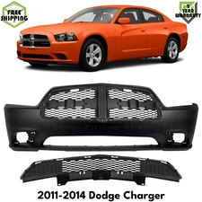 Front Bumper Cover Primed & Grille Assembly Kit For 2011-2014 Dodge Charger