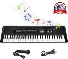 Teclado de piano de 61 teclas con micr fono port til para principiantes US NUEVO