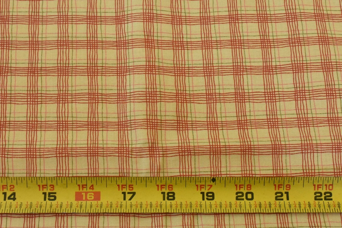 By 1/2 Yd, Red Green Pink & Pale-Yellow Plaid, Moda, Gervais