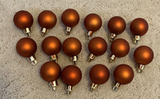 16 lot dark orange plastic ball ornaments-matte finiah-gold tops approx 1  wide