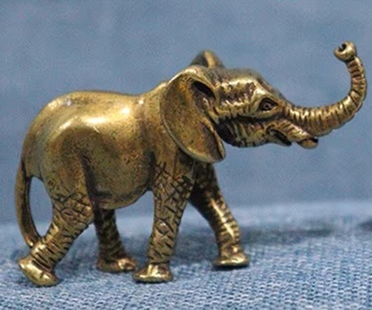 Elephant Gold Lustre Antique Good Luck Charm C U Miniature Feng Shu Dumbo Man UK