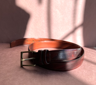 Yves Saint Laurent Marbled Vintage Leather Belt Whiskey  display picture 3