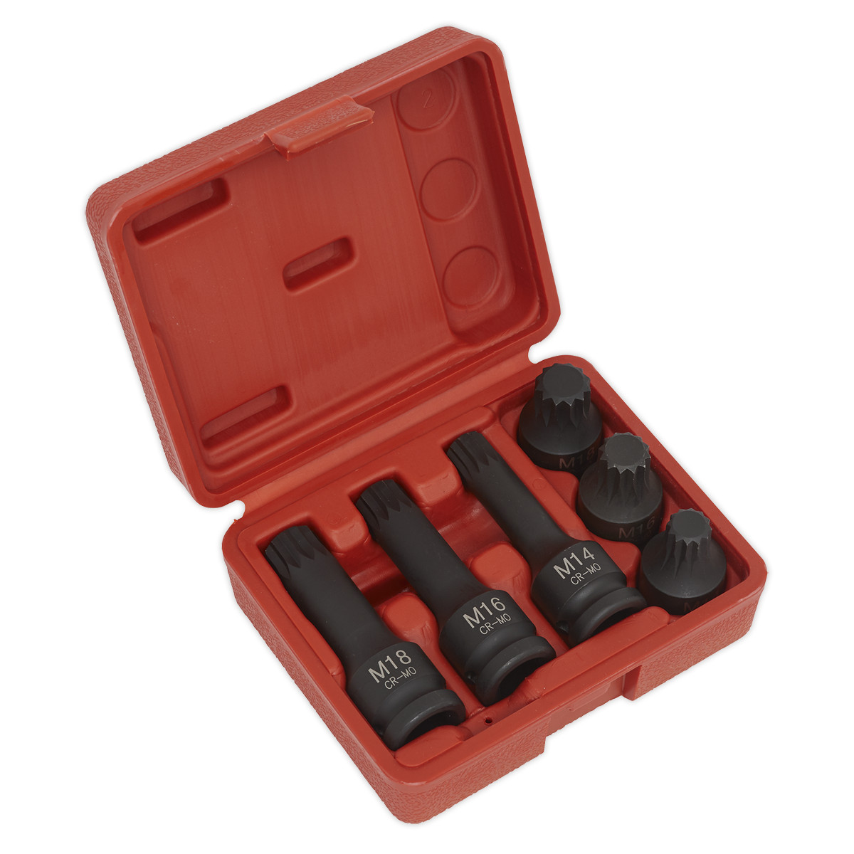 Sealey Impact Spline Socket Bit Set 6pc 1/2""Sq Drive Garage Workshop DIY