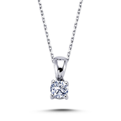 0,23 Carat Diamant Solitär Halskette 585`er Weißgold