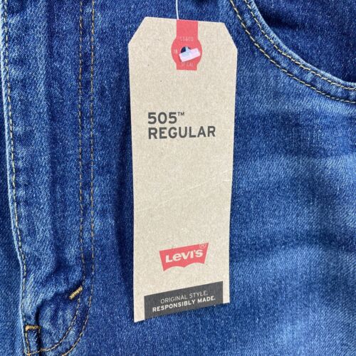 Levi's 505 Regular Fit Jeans Pants Mens 36x32 Straight Leg Stretch Medium Wash - Picture 2 of 11
