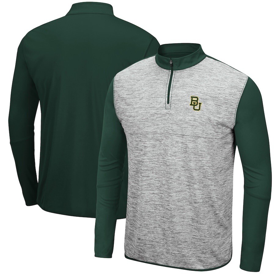 Colosseum NCAA Baylor Bears 1/4 Zip Jacket Gray/Green Lightweight Men’s Size L