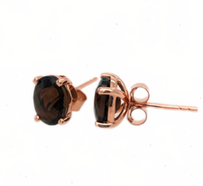 LeVian Rose Gold Plated 925 Silver 2 Ct Chocolate Smoky Quartz Stud Earrings