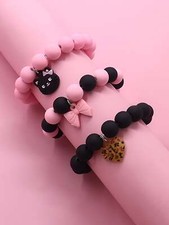 3pcs Toddler Girls Heart Charm Bracelet Kids Bracelet Stackable Bracelet Crafted