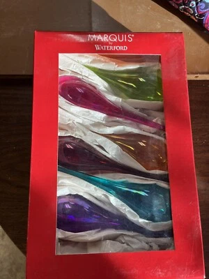MARQUIS BY WATERFORD CRYSTAL Waterford Marquis Crystal 6 11" Blown Glass SANDOLINI Baton Tear Drop Ornaments