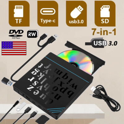 External Hard Drive USB 3.0 CD DVD RW Writer Player Burner For Laptop PC HP Mac