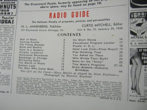 1940 RADIO GUIDE MARY MARLIN CHARLES BOYER MAN WHO CAME BACK - Picture 2 of 8