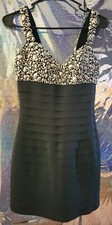 Designer SHERRI HILL Womens Beaded BODYCON black party dress 6. WOW