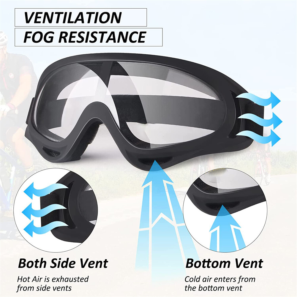 1PC Motorcycle Goggles For Over Glasses AntiFog Shatterproof Clear