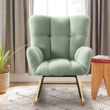 Modern Rocking Chair Rocker Accent Chair for Nursery Living Room Light Green