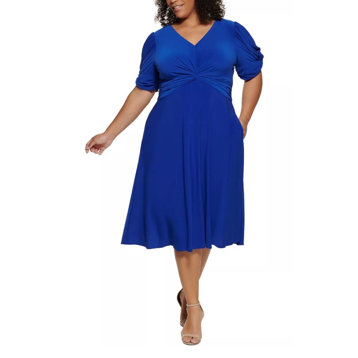 royal blue midi dress with sleeves Strut & Bolt Eyelet Strapless Midi Dress for Women in Tiffany Blue at Glik's , M main image 1