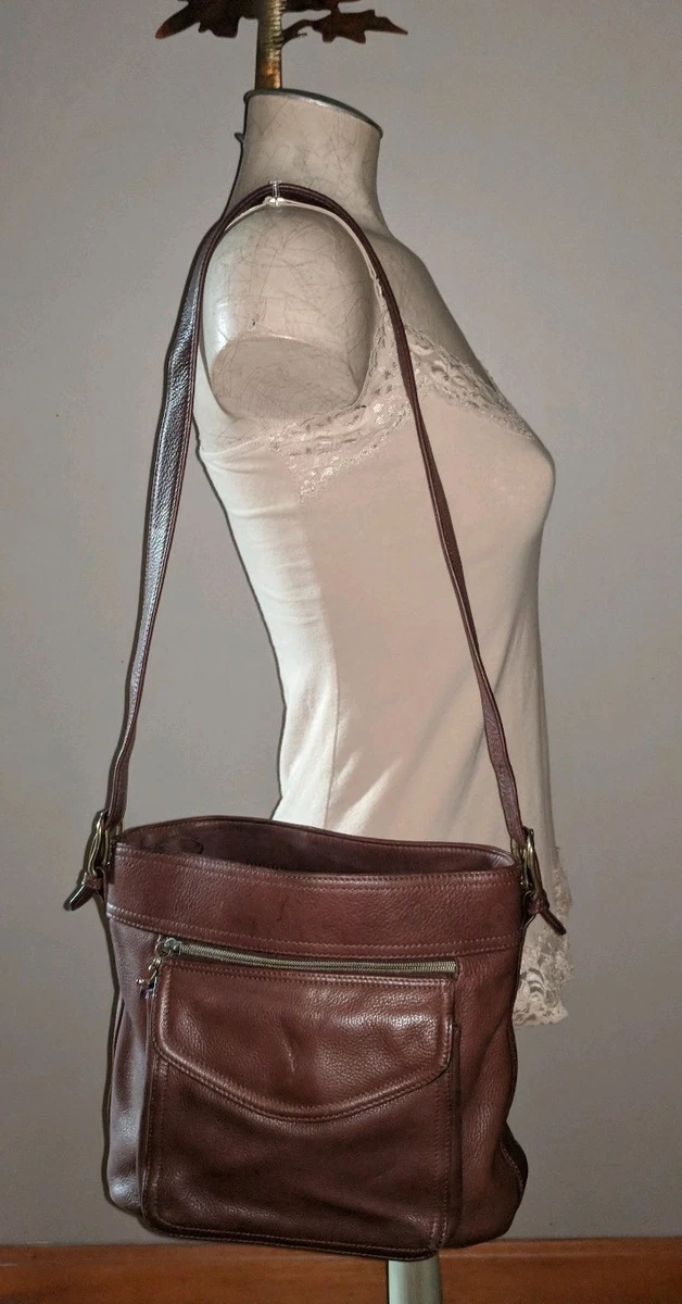 FOSSIL 75082 BROWN LEATHER SHOULDER HANDBAG MESSENGER BAG HANDBAG WRISTLET