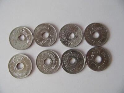 INDOCHINE LOT DE 8 PIECES DE 5 CENTIMES ETAT FRANCAIS INDOCHINE 1943 ALUMINIUM - Photo 1/2