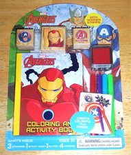 Libro para colorear y actividades Marvel Avengers con almohadilla de tinta, marcadores y estampillas 9 piezas nuevo