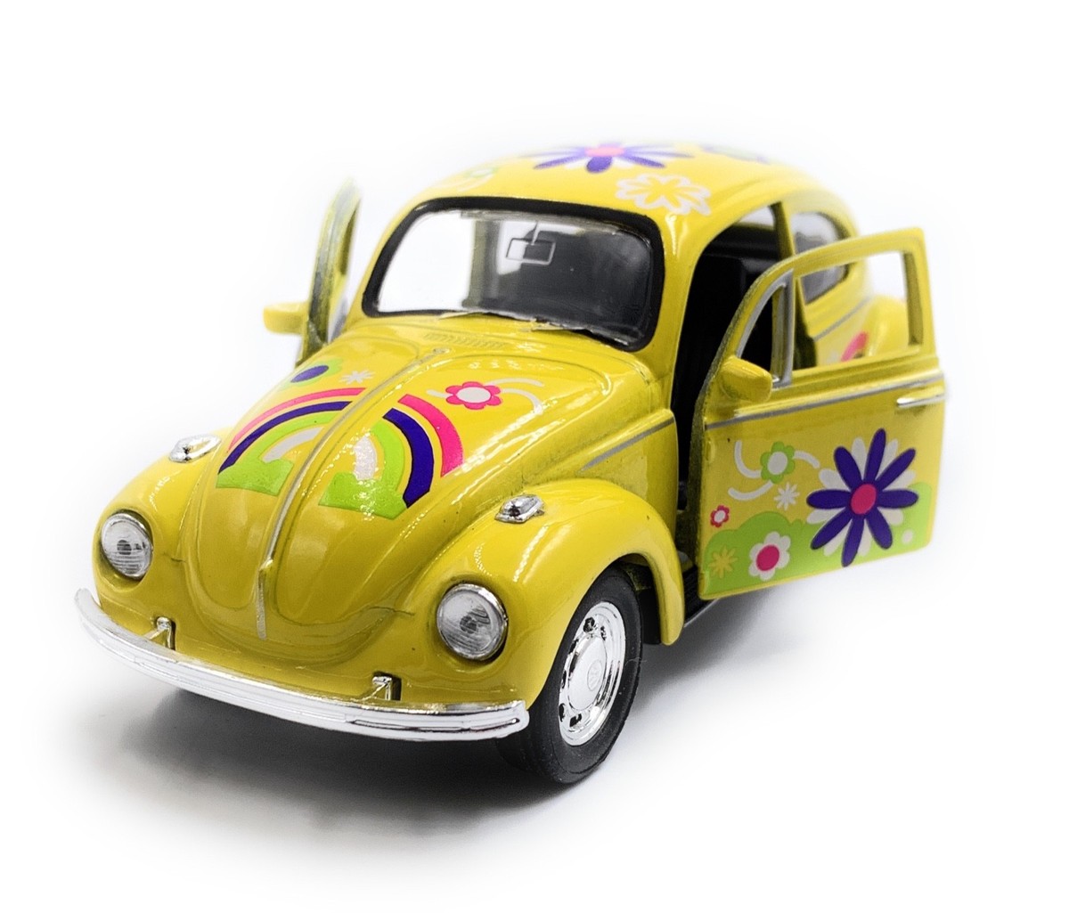 Vw Beetle Hardtop Model Car Flower Yellow Scale 1:34