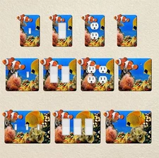 Tropical Clown Fish Wall Plate Switch Rocker Outlet Wallplates Cover 1 2 3 Gang
