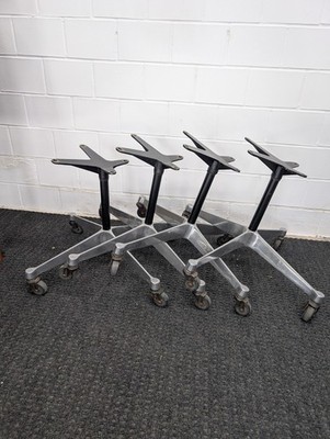 Set of 4 Herman Miller Eames Contract Aluminum Bases Shell Chair Rolling Casters