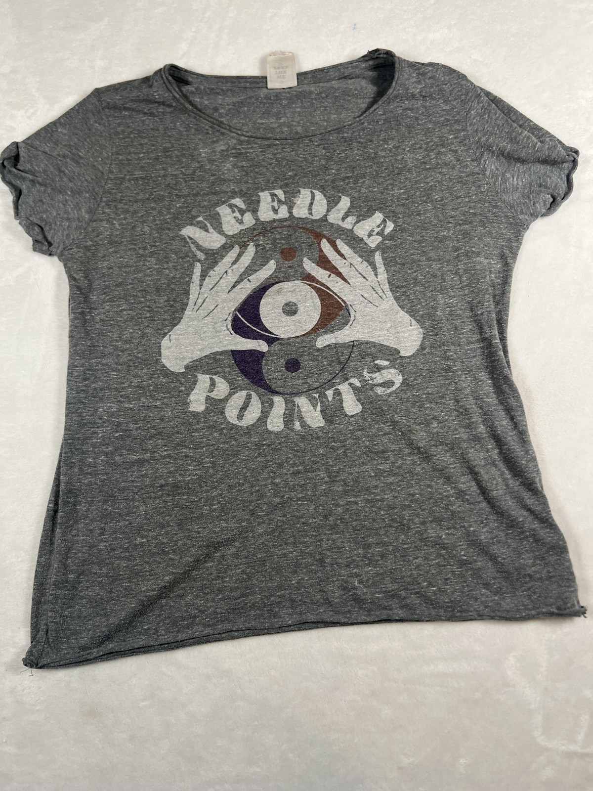We The Free Needle Points Shirt Womens Small Gray Graphic Tee Free People