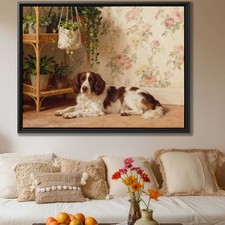 Oil Painting Dog Springer Spaniel Canvas Print Living Room Decor Pet Artwork