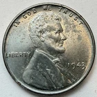 1943 Vintage U.S. Steel Cent Uncirculated Nice Detail and Luster WW2 Coin Spots