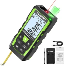 Huepar 3-in-1 Laser Measuring Tool, 400Ft Laser Measure & 33Ft Green Cross Line