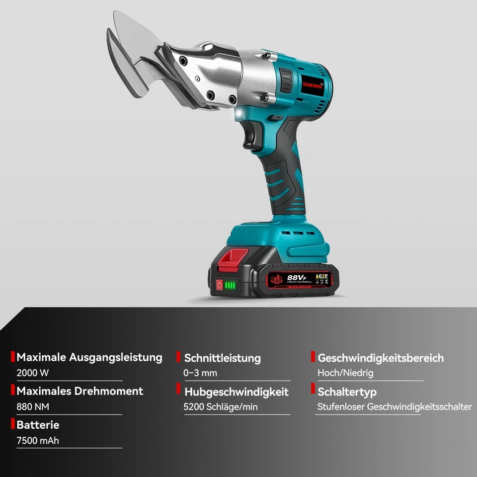 Für Makita Akku Blechschere Akkuschere Elektrisch Schere Blechschneider + Koffer - Bild 3 von 4