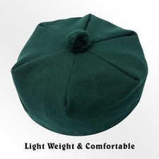Tam O' Shanter Wool Hat Scottish Cap Traditional Tartan Beret Highland Style