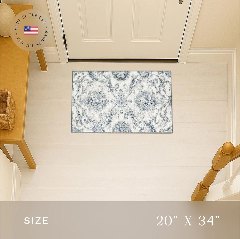 Blooming Damask Area Rugs - Made in USA – Washable, Non Slip Indoor Carpet fo... - Image 3 of 4