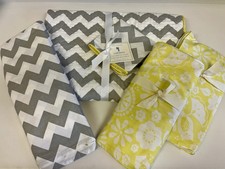 Pottery Barn Kids Chevron Baby Quilt  Skirt  Sham  2 Sheets  Gray, Yellow