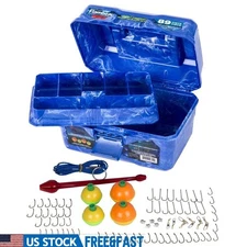 Big Mouth 89 Piece Fishing Tackle Box Kit W/ Hooks Swivels Disgorger Stringer US