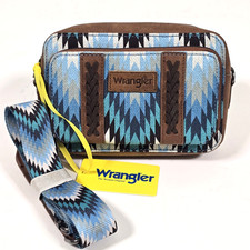 WRANGLER SOUTHWESTERN PRINT CROSSBODY BAG PURSE JEAN BUILT-IN WALLET AZTEC NWT