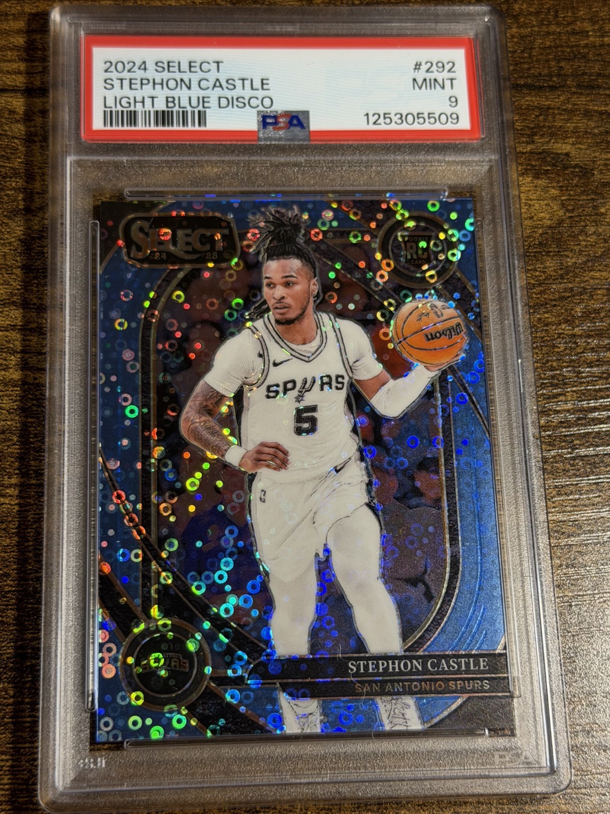 STEPHON CASTLE 2024 Panini Select Light Blue Disco Prizm /99 #292 Rookie PSA 9