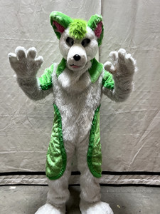 Furry Wolf Costume With Gloves, Mask, Feet, Great Condition Minor Stains