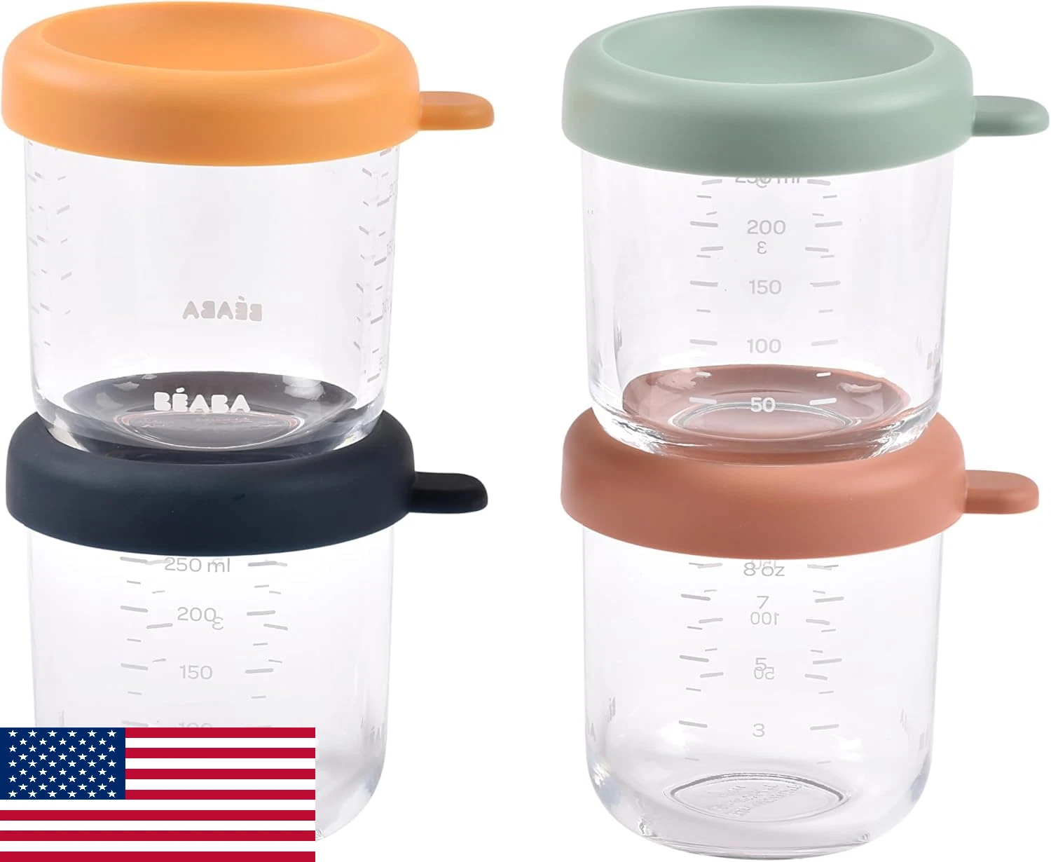 BEABA 4-Pack 8oz Glass Baby Food Jars with Airtight Silicone Lids, BPA-Free
Opens in a new window or