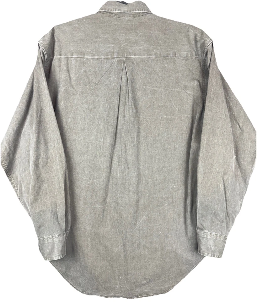 Camisa de trabajo vintage de lona abotonada con cabeza de pato para hombre talla grande tostada manga larga Foto 4 de 4