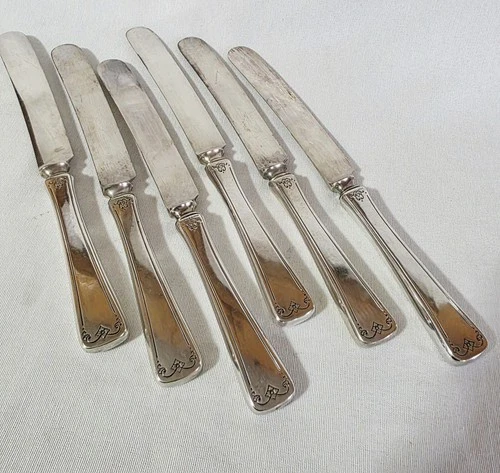 SEDAN (6) 1919 Sterling Silver Handle Hollow Dinner Knives Int'l Silver 9.75"
