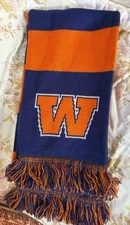 Wheaton College 65” Double Sided Acrylic Scarf  Orange Blue New
