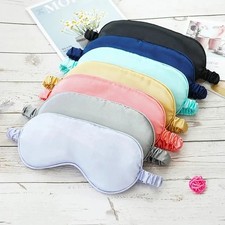 Luxury Pure Organic Satin Silk Eye Mask Soft Relax Travel Sleep Blindfold NEW