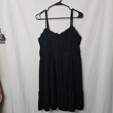 Womens Black Babydoll Mini Dress Ruffle Lace Y2k Style Vacation Cruise Beach