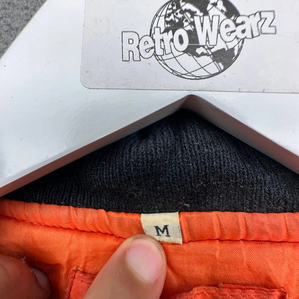 Chaqueta de bombardero de vuelo vintage MA-1 Rothco para hombre mediana USAF negra naranja reversible Foto 2 de 4