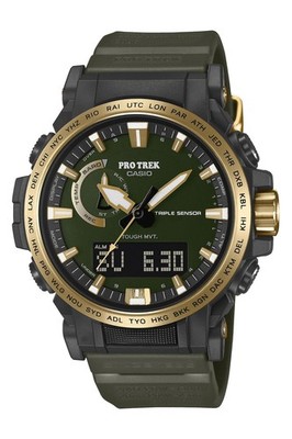 Casio Pro Trek 30th Anniversary Model Radio-Controlled Solar Watch, Green x Gold