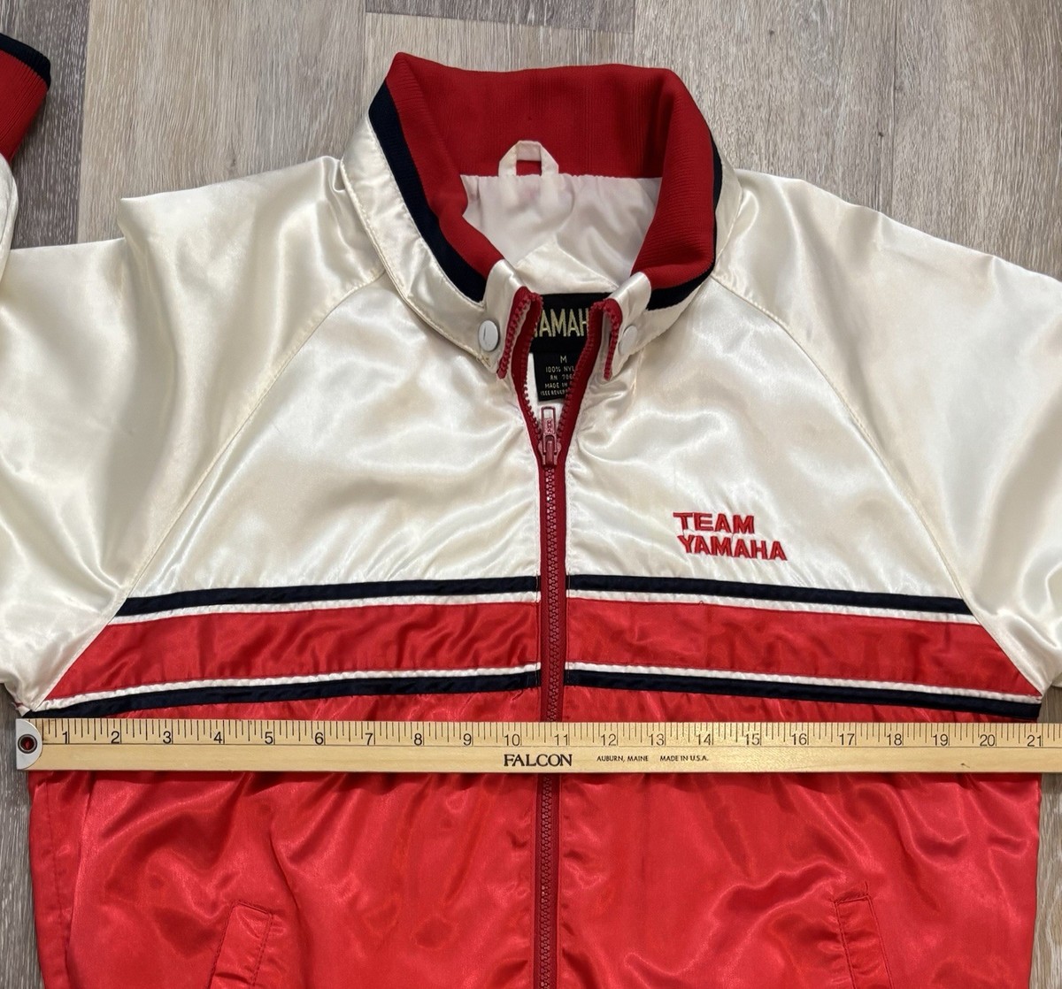 Vintage Team Yamaha Jacket 80s Moto Racing White Red Satin